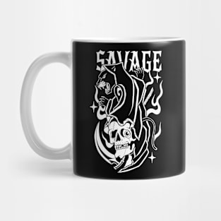 Skull Reaper Panther Tattoo Traditional Vintage Mug